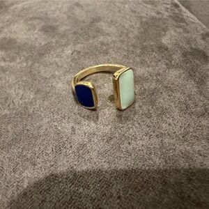 Kohl's Gold-Tone Open Ring with Navy and Mint Panels